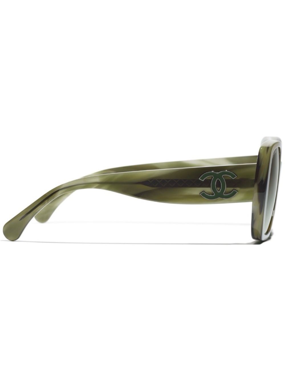 CHANEL Olive Green Gradient Square Sunglasses